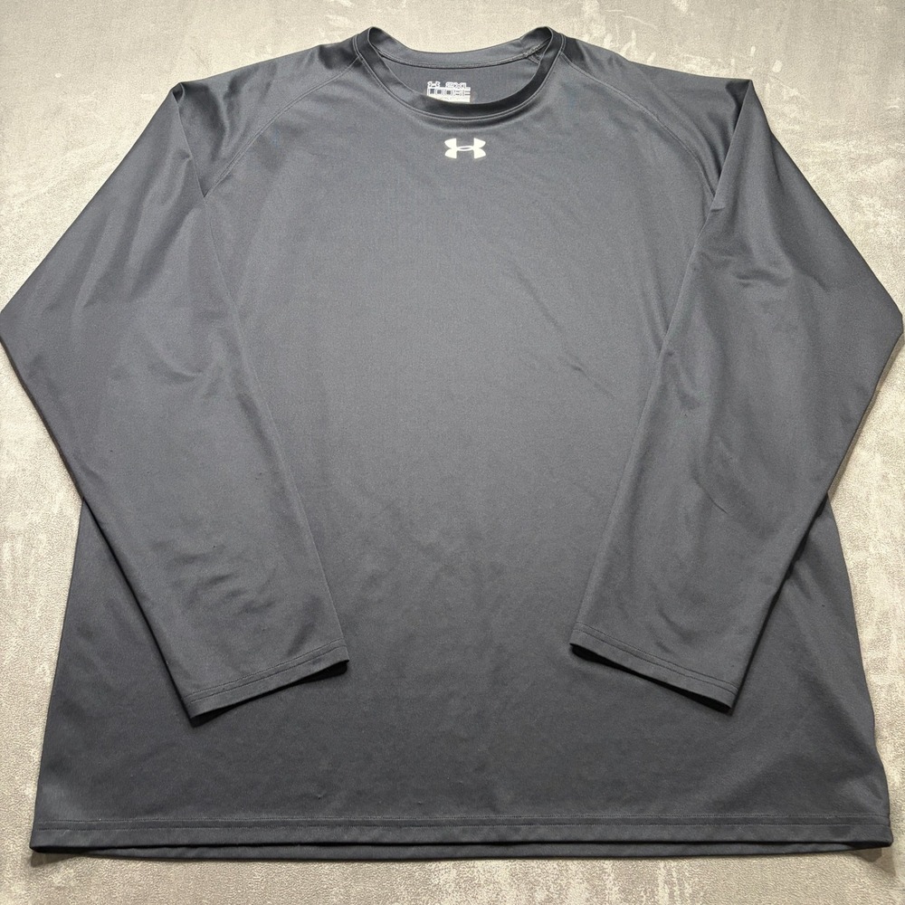 Under Armour Shirt Mens HeatGear Black Long Sleeve Loose Fit Size XXL Active
